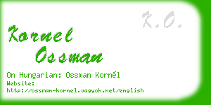 kornel ossman business card